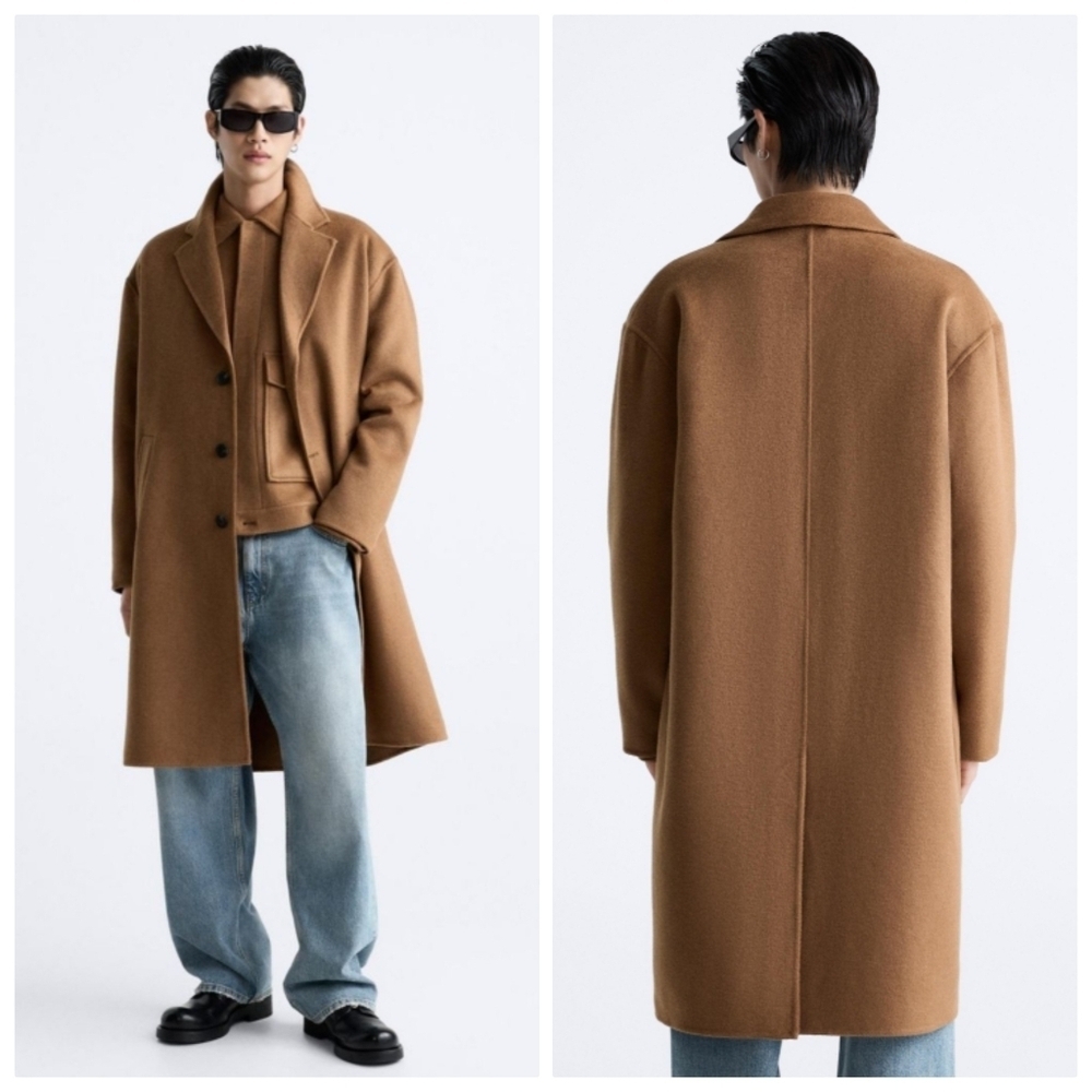 New Zara Double Face Woold Blend Camel Coat Size XL NWT